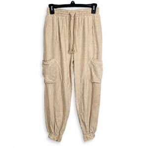 Urban Outfitters Beige Cargo Jogger Pants | Neutral Lounge Utility Pants Sz S